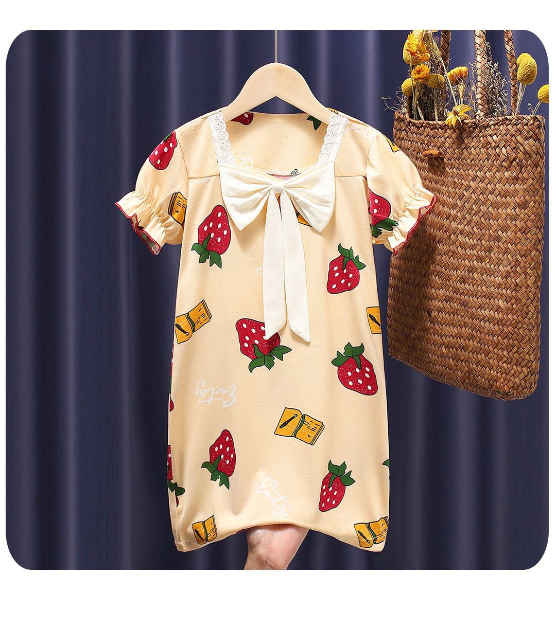 女童睡裙夏季薄款短袖公主裙女孩儿童睡衣夏款宝宝家居裙