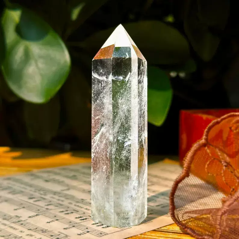 天然白水晶水晶柱原石打磨半宝石水晶柱摆件东海水晶厂家批发跨境