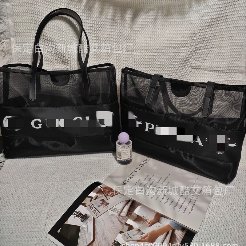 Factory Direct Supply, Big Brand Fashion Transparent Mesh Shoulder Bag, Daily Use Tote Bag, Beach Bag, Large Capacity Shopping Bag Factory Direct Supply, Big Brand Fashion Transparent Mesh Shoulder Bag, Daily Use Tote Bag, Beach Bag, Large Capacity Shopping Bag