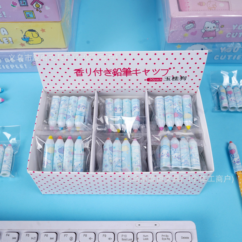 Foreign Trade Cartoon Cinnamon Dog Wooden Pencil Cap Creative High-Looking Big-Eared Dog Protective Cover Pencil Extender Pen Cap