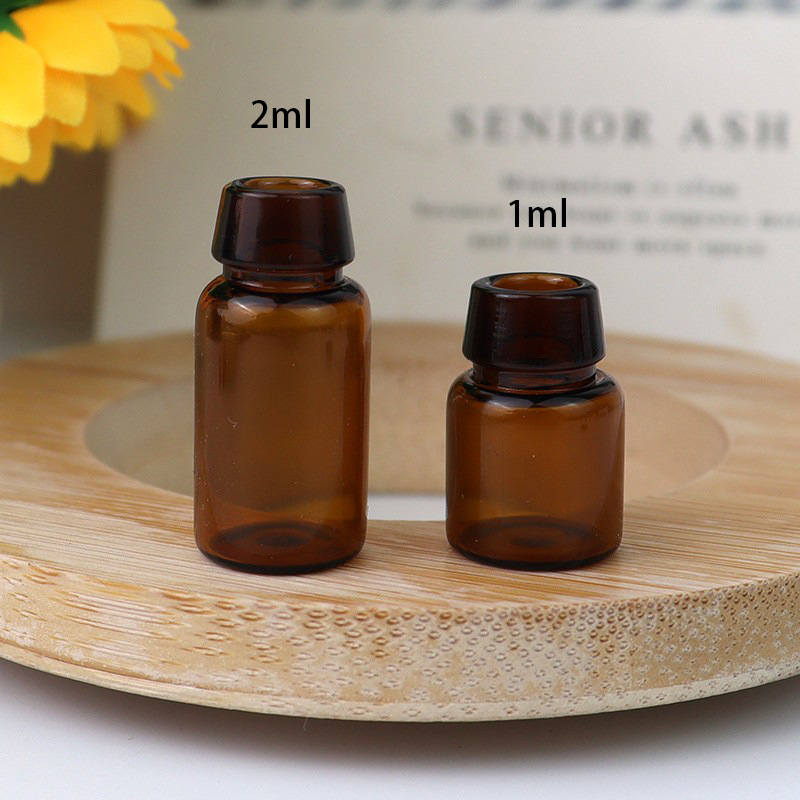 En stock botella de bloqueo marrón 1ml-2ml botella de xilin palillos embalaje botella de aceite esencial botella de vidrio botella de polvo liofilizado