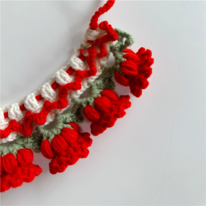 Pet tejer orquídeas toallas de saliva para gatos perros ins viento collar adornos de fotos