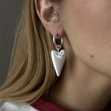 韩国东大门耳环复古银做旧效果大爱心桃心耳环圈圈耳饰