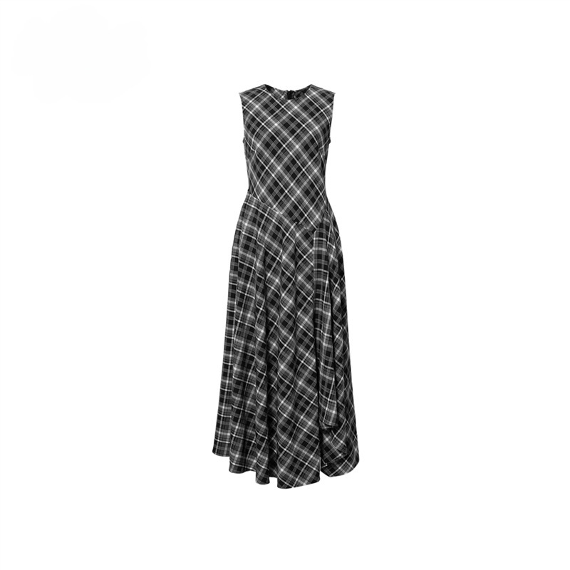 Mm Mai Mai 26 Spring Retro Plaid Sleeveless Women's Asymmetrical Hem Waist-Cinching Long Vest Dress 1H2990291 Mm Mai Mai 26 Spring Retro Plaid Sleeveless Women's Asymmetrical Hem Waist-Cinching Long Vest Dress 1H2990291