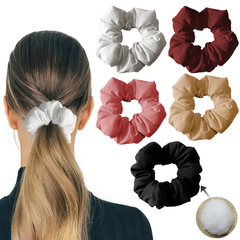 跨境歐美純色PP棉填充枕頭髮圈馬尾頭繩大腸髮飾頭花批發外貿