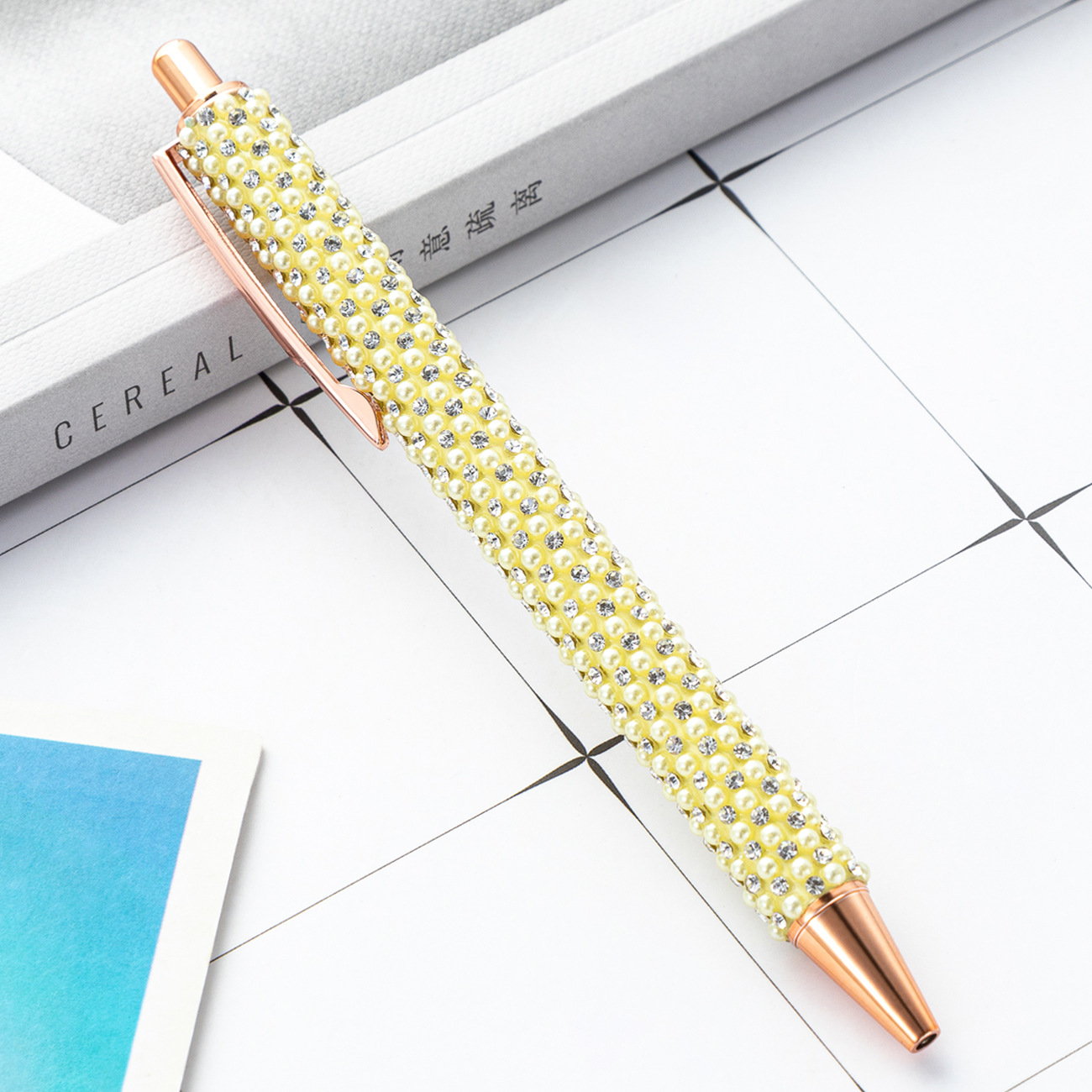 Multi-color bolsa perla prensa pluma al por mayor lindo perla chica corazón regalo publicidad pluma estudiante Bolígrafo De Metal