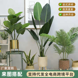 北欧风高级感室内装饰散尾葵旅人蕉盆栽客厅卧室大型落地仿真植物