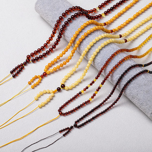 Natural amber beeswax gold pearl blood pearl rainbow chain 108 pearl chain sweater chain fashion men's and women's necklace lanyard