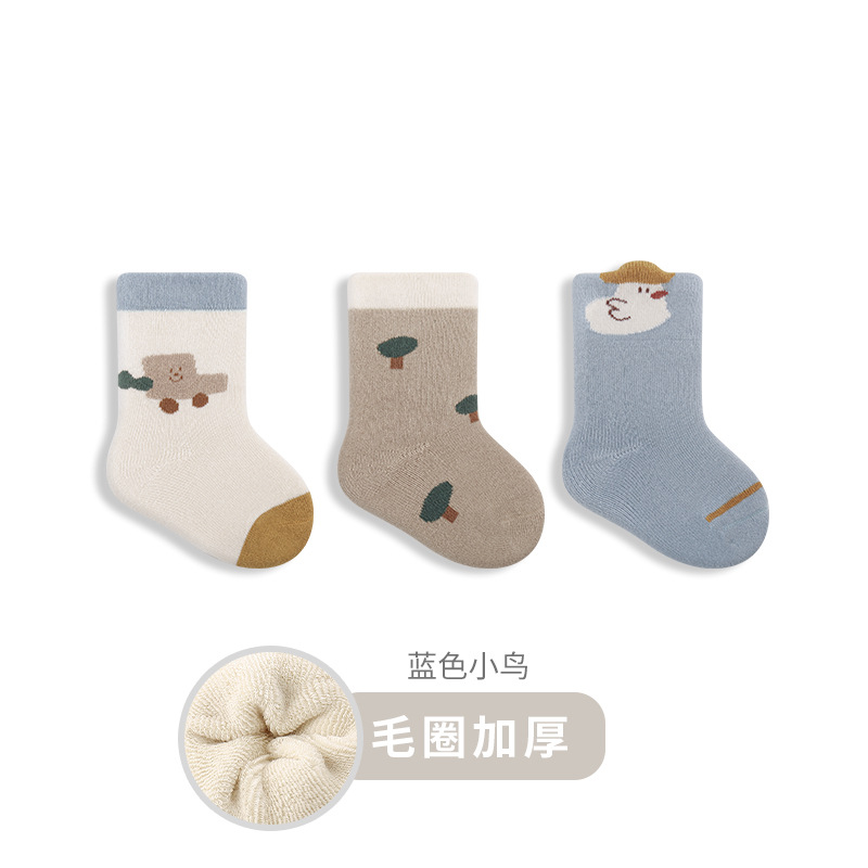 Bebé recién nacido calcetines de algodón Otoño e Invierno engrosado cálido Terry boca suelta sin hueso bebé recién nacido niños y niñas calcetines de bebé