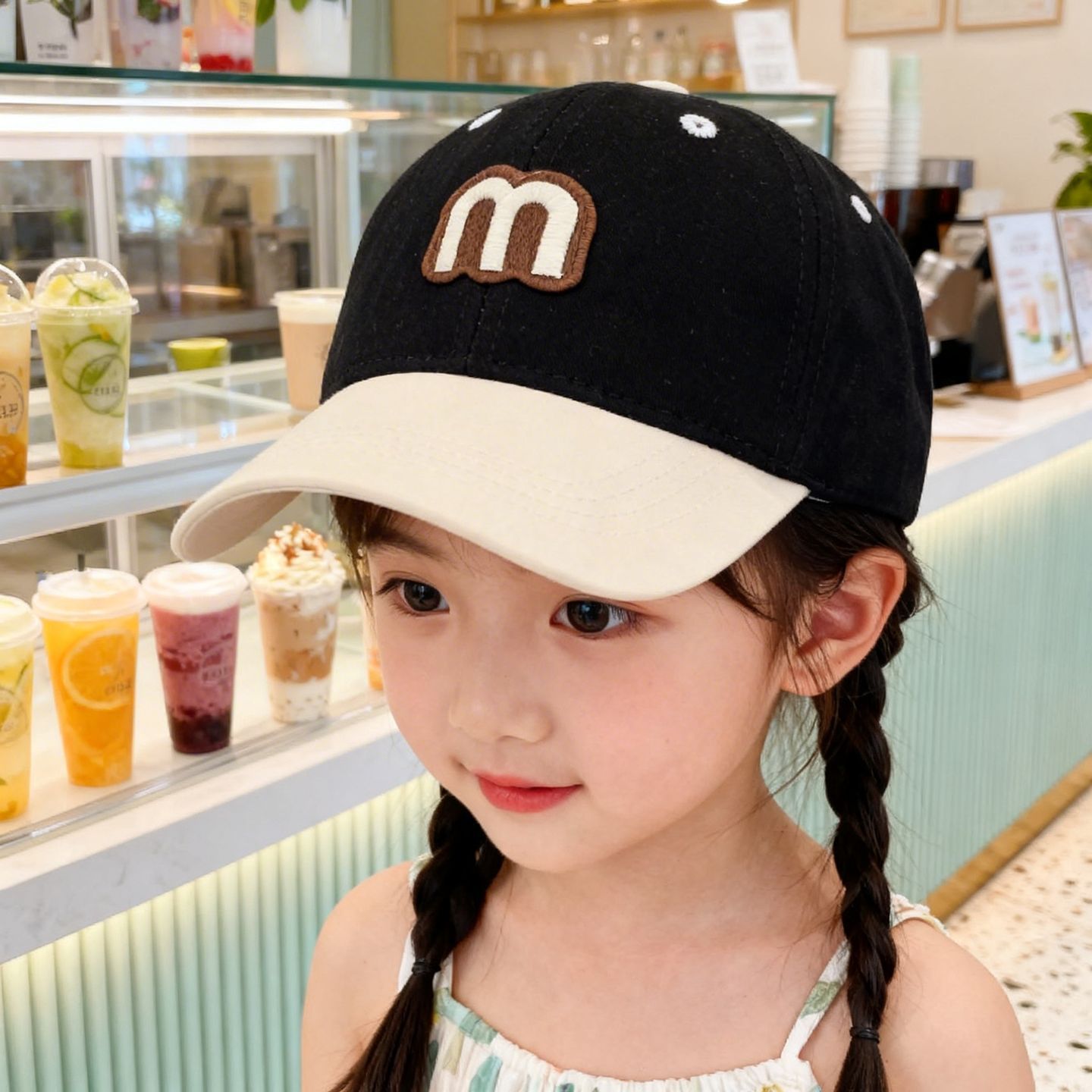 Lässiger Sonnenhut für Kinder (UPF 50+) – ideal für Jungen von 1–3 Jahren – Koreanisches Farbblockdesign, niedliche Baseballkappe mit Buchstabenmotiv, neuer Frühlings-/Sommer-Stil, Entenschnabelkappe für Mädchen_voghion.com