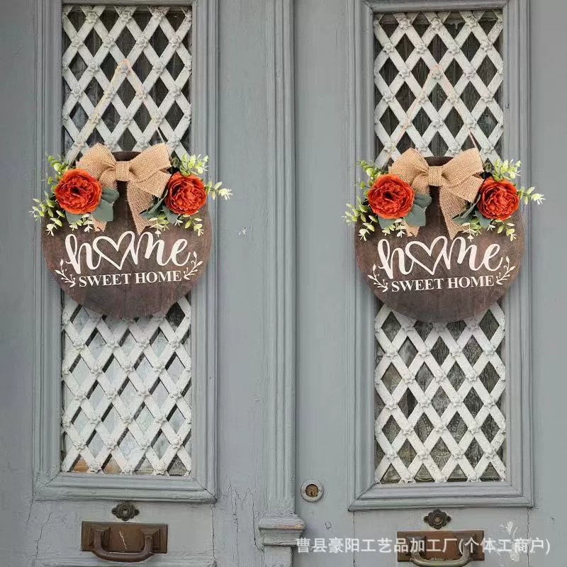 Трансграничная весенняя пасторальная деревянная вывеска, гирлянда Sweet Home, цветок, деревянная дверь, подвеска на окно гостиной, украшение дома, подвеска