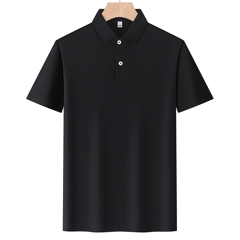 Negocio de dos botones antibacteriano fresco solapa de manga corta polo polo impresión personalizada logo verano hombre sentido avanzado