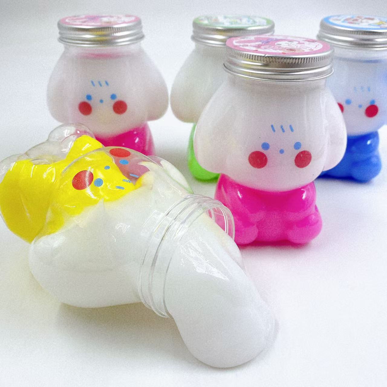 Caricatura doble abrazo leche de color barro espumante goma de barro de cristal slime para que alivie la presión juguetes creativos al por mayor