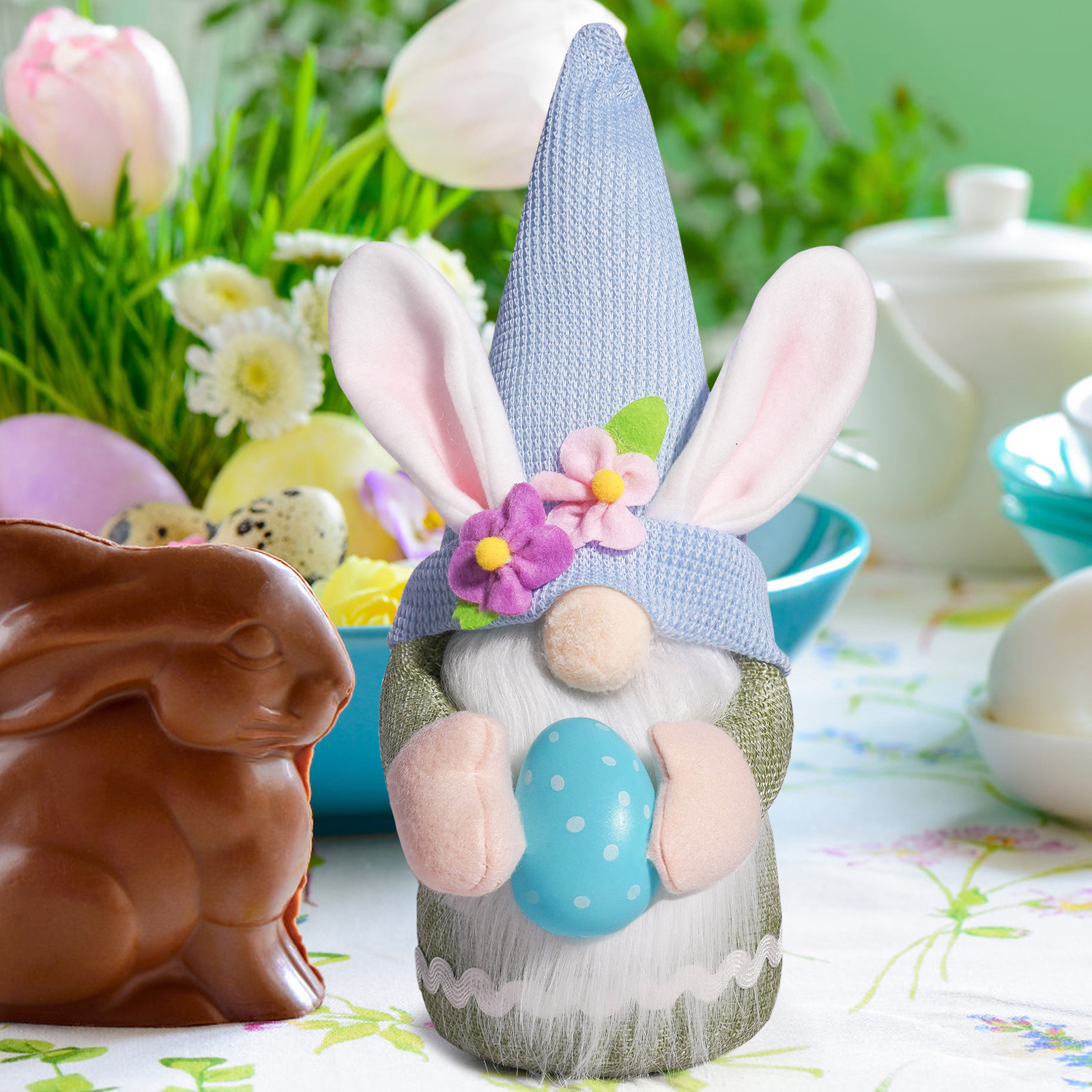 Conejo de Pascua transfronterizo orejas muñecas sin cara adornos conejo de Pascua Rudolph decoración enana