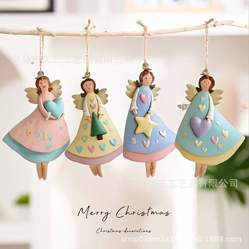 Colgante de madera transfronterizo Angel Girl para decoración de Navidad decoración interior y exterior colgante image 3