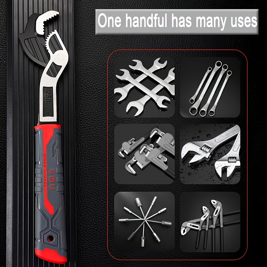 Llave universal de boca viva multifuncional con bloqueo automático, llave de baño, llave de apertura de gran calibre, llave móvil, herramienta Daquan