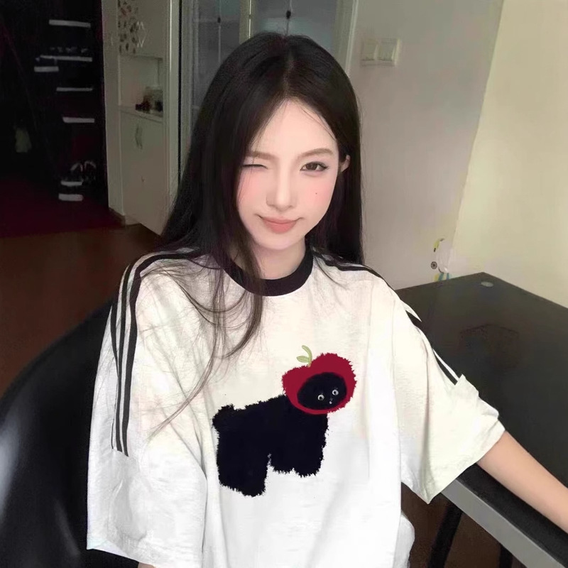 Short-sleeved T-shirt Women's Summer 2025 New chubby girl plus size Slimming Design Niche Pure Cotton Round Neck Half-sleeved Top