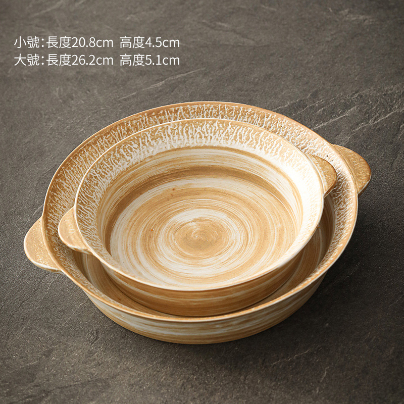 Logotipo personalizado Snacks de cerámica gruesa Plato de frutas Plato de postre Plato de oreja de gato Plato retro binaural Cerámica Kung Fu Juego de té