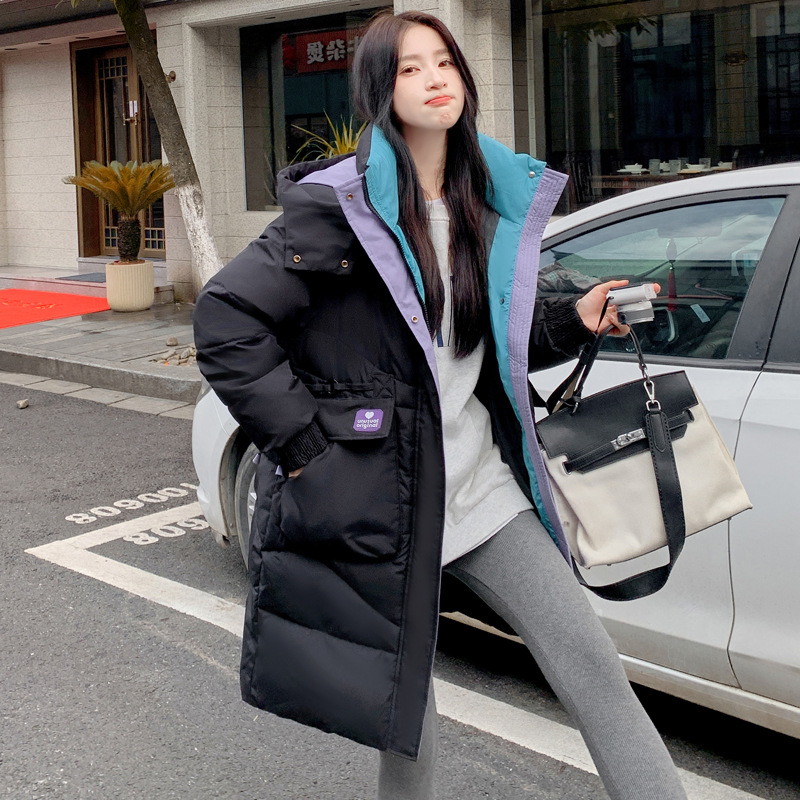 Gran chaqueta de algodón de plumón para mujeres largas y gruesas sueltas 2023 nuevo chaqueta de invierno con capuzas coreana de algodón delgado abrigo image 7