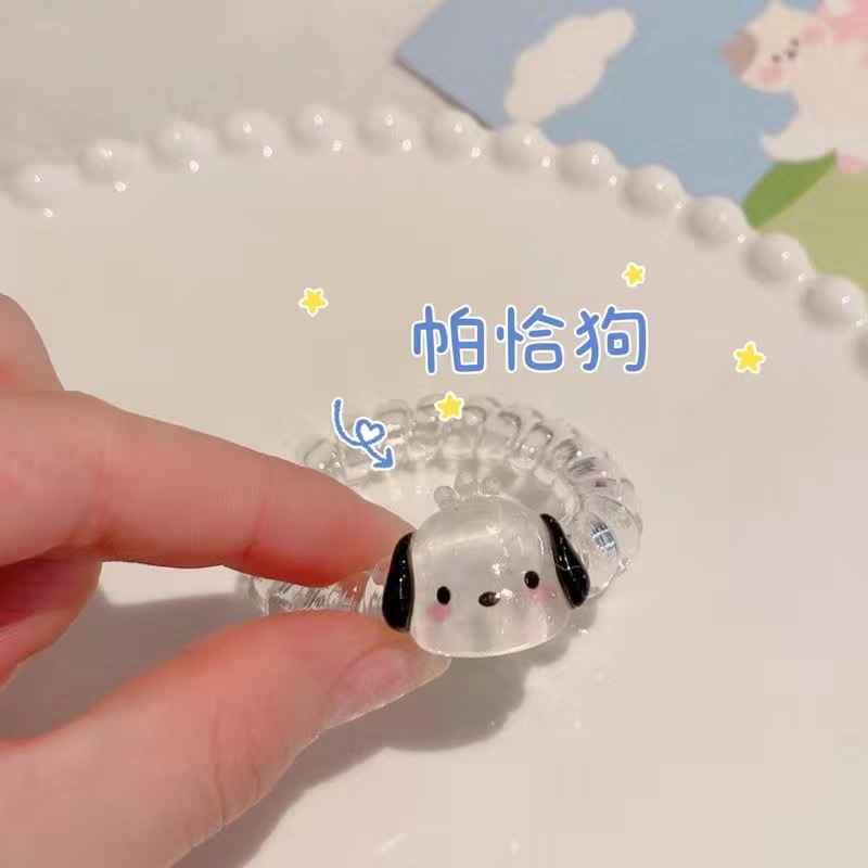 三丽鸥彩色电话线发圈情侣闺蜜卡通手链ins网红小皮筋发饰小清新|undefined