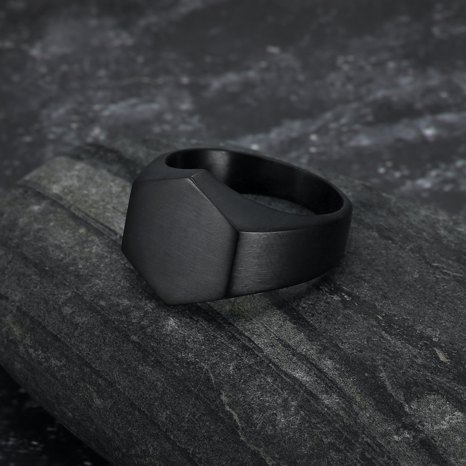 304 Stainless Steel Material Hexagon, Customization Laser Engraving Pattern Unisex Gender Fashion Hexagon Customization Laser Engraving 304 Stainless Steel Plating Unisex Rings Men Band Rings