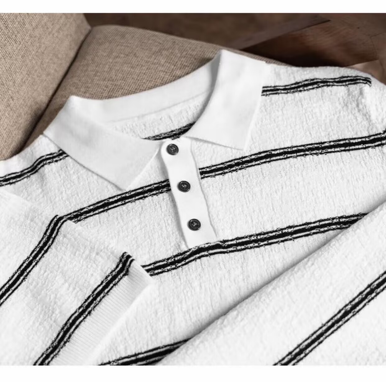 Polo camiseta de punto camiseta de manga corta hombre con solapa estriada textural vieja camiseta de hielo de verano fábrica transfronteriza al por mayor