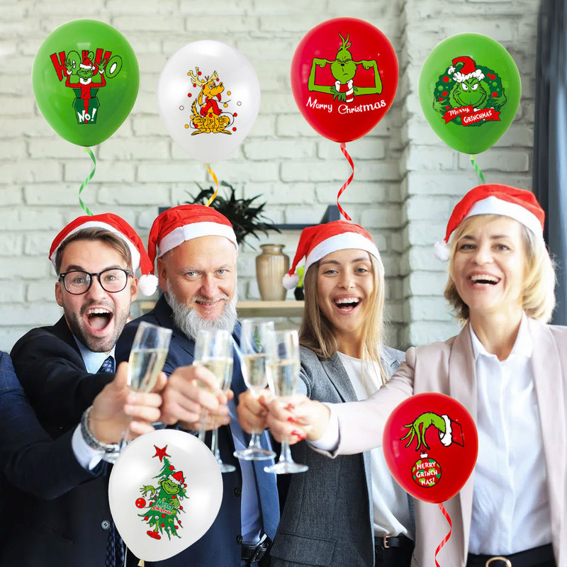 格林奇圣诞节派对装饰气球 圣诞怪杰MerryGrinchmas气球布置用品|undefined