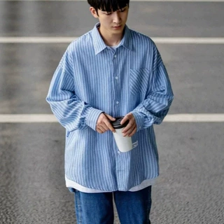 日系工装翻领衬衫男款春秋潮牌少年感休闲衬衣学院风百搭长袖外套