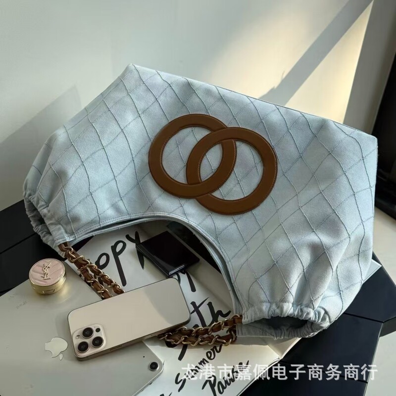 26 New High-End Mco*Beach Beach Series Chain Shoulder Large-Capacity Shopping Bag Women's Canvas Tote