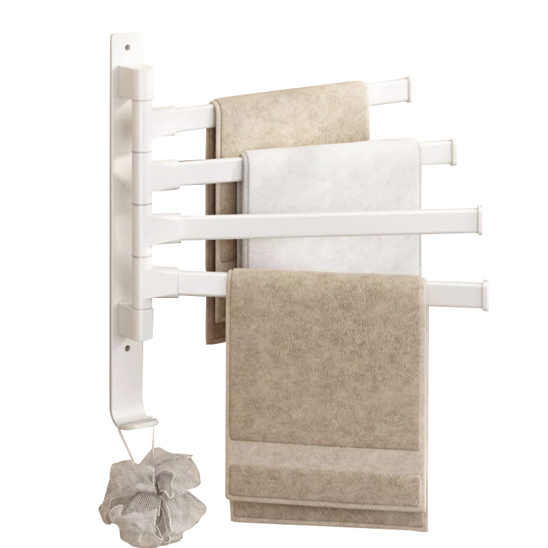 Toallero de baño sin perforaciones 180 ° espacio giratorio estante de aluminio estante de baño Barra de toalla barra colgante