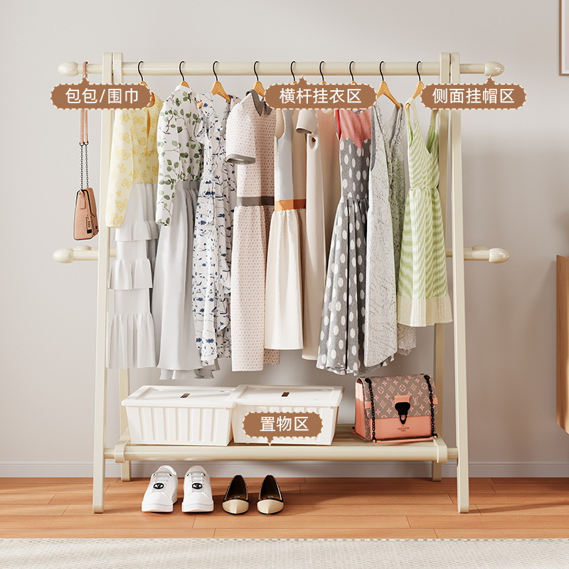 High-End Internet Celebrity Coat Rack Wrought Iron Clothes Hanger Floor-Standing Bedroom Vertical Door Entry Clothes Hanger Rod Storage Rack