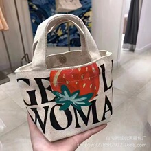 2023新款gentle woman小草莓帆布包潮流字母印花手机包迷你托特包