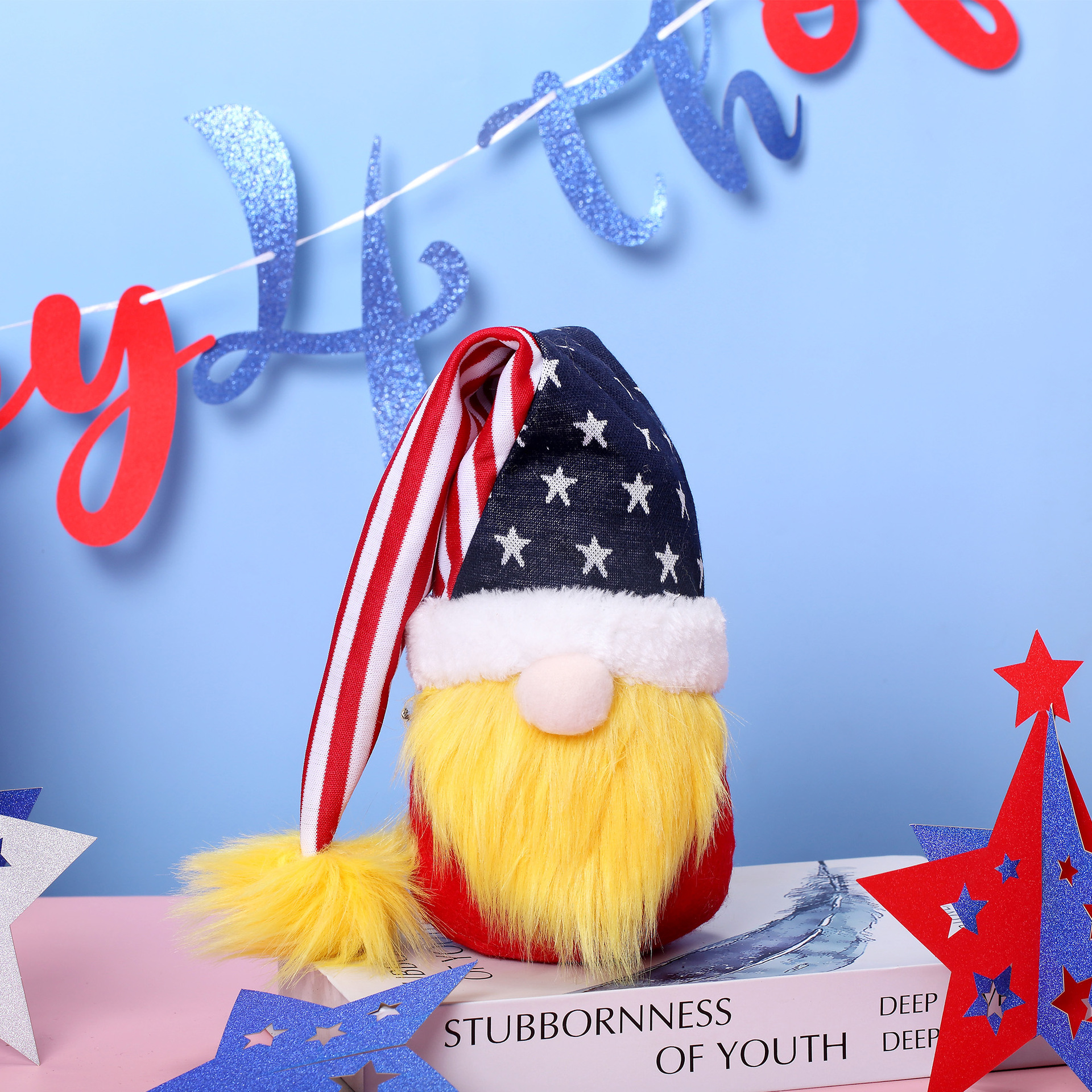 2023 transfronterizo Día DE LA Independencia Americana a rayas estrella de cinco puntas enana muñeca sin rostro Rudolph muñeca decoración lote