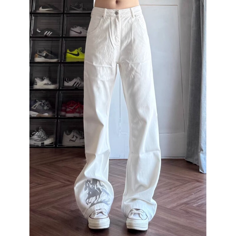 Trendy Western Cowboy High Street Flared Slimming Unisex Denim Loose Casual Straight Cleanfit Long Pants