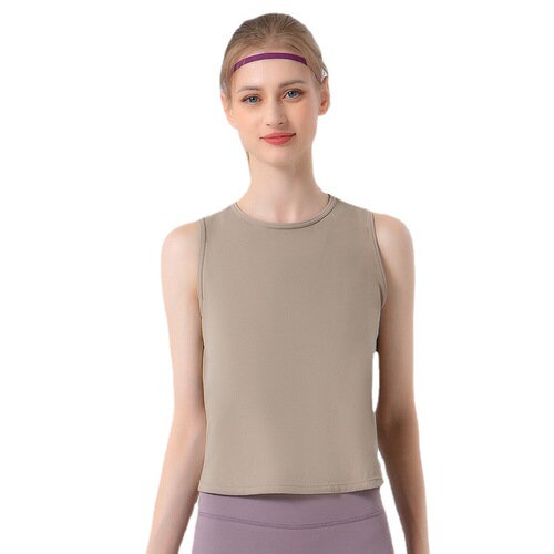 Spring and summer new yoga sports vest women's round neck loose breathable sleeveless top running quick-drying cover-up fitness clothes