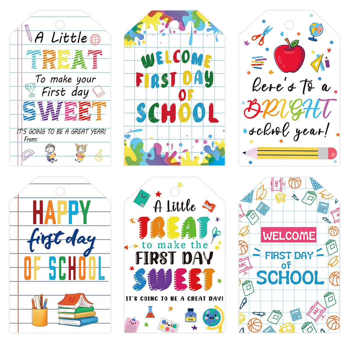 跨境开学季卡片返校季彩色印刷纸卡 Back to School 开学装饰卡片