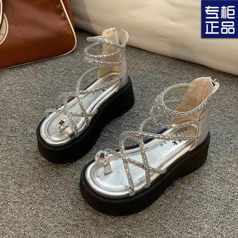 Beautiful Niche Open-Toe Flower Height-Increasing Platform Sandals for Women, Summer Large Size Wedge Mary Jane Super High Heels Beautiful Niche Open-Toe Flower Height-Increasing Platform Sandals for Women, Summer Large Size Wedge Mary Jane Super High Heels