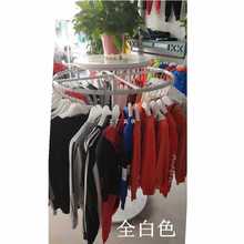 服装店展示架铁艺实木加粗圆形旋转落地式衣服挂架中岛陈列架