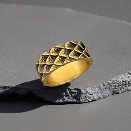 复古周家黑金龙鳞戒指黑金色做旧男女指环水贝金店生生同款黄金色