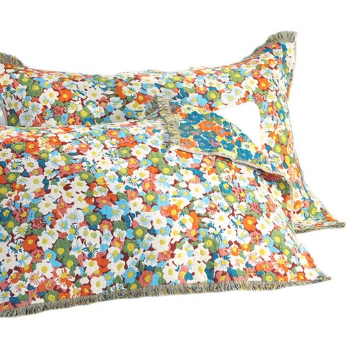 Pair of pure cotton thickened gauze tassel pillow cover floral couple European style pillow cover for students soft and skin-friendly for all seasons