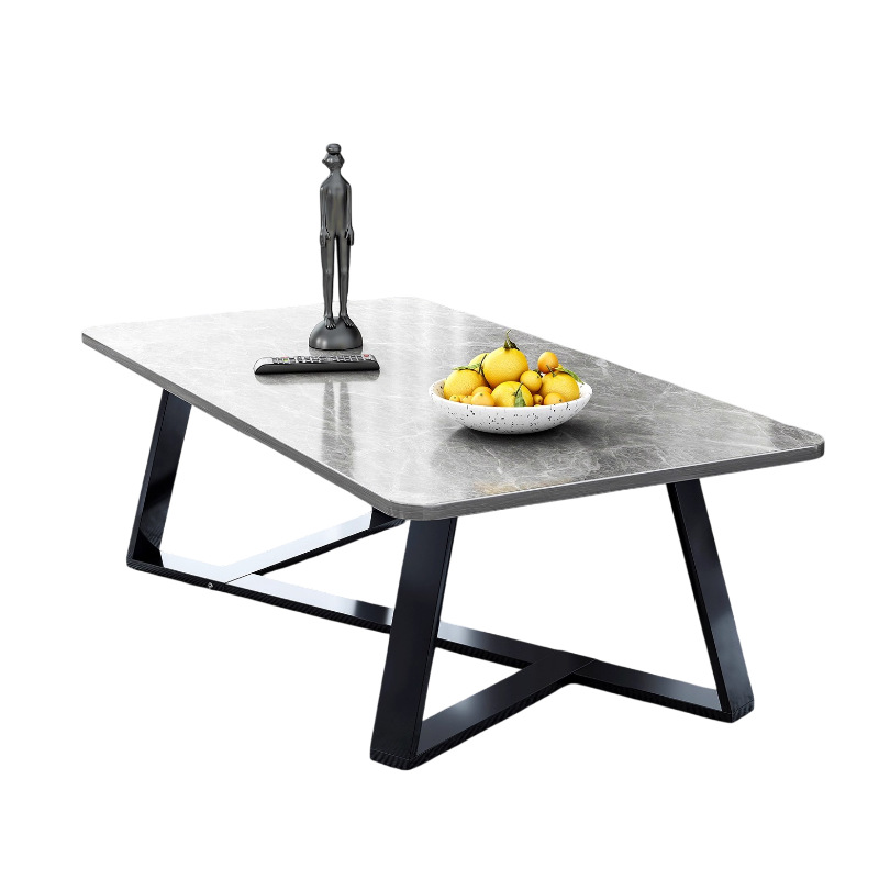 Mesa de té sala de estar doméstica 2025 nueva mesa de tabla de roca de estilo minimalista italiano simple mesa de té sofá de oficina