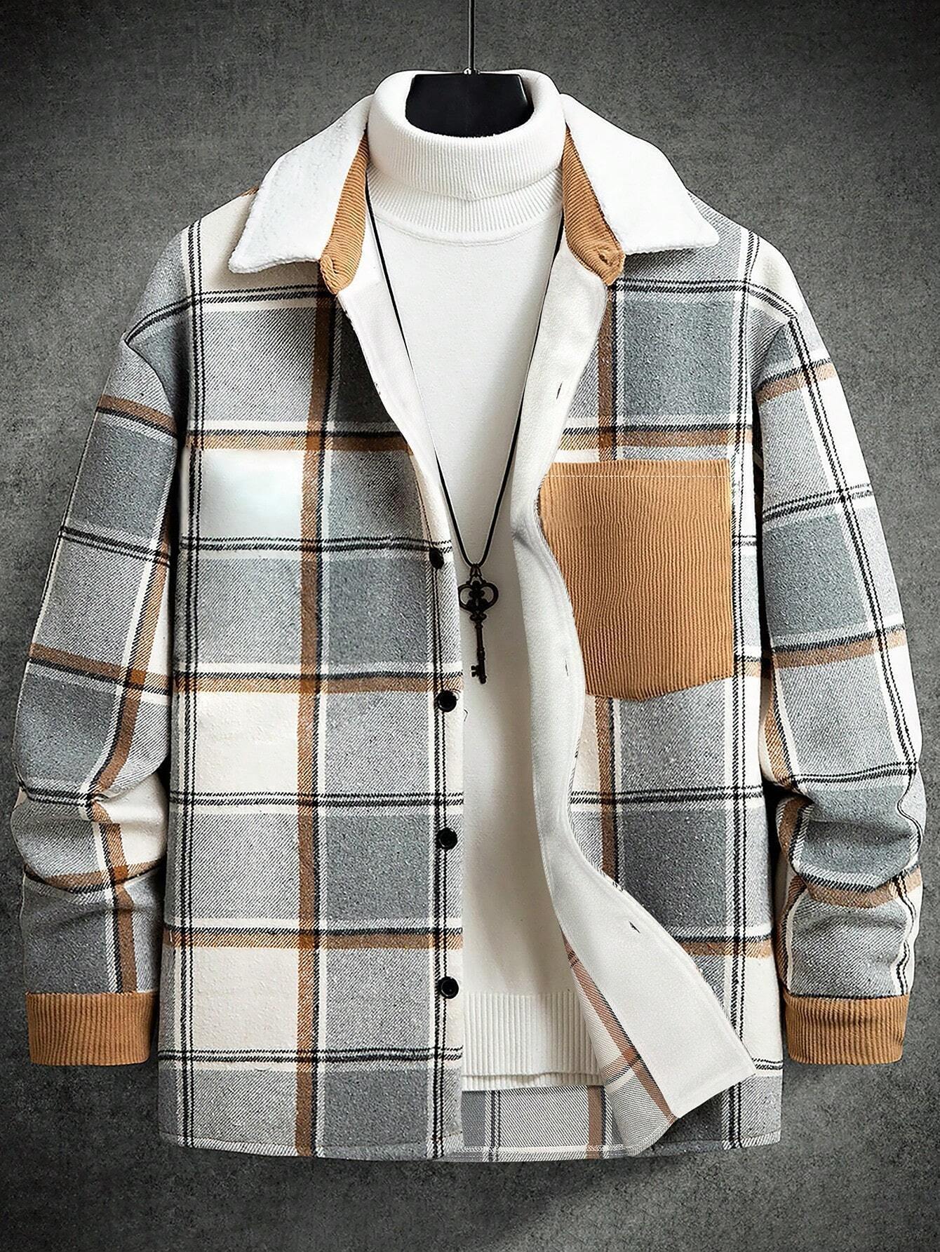 Nuevas camisas europeas y estadounidenses a cuadros transfronterizos, camisas de manga larga, camisas de botón, chaqueta casual, chaqueta