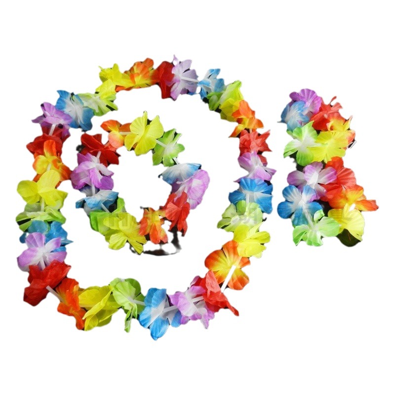 FUENTE Fábrica Hawaii Garland conjunto de cuatro piezas de Carnaval hula 30 pares de collar de flores transfronterizo precio bajo para la venta