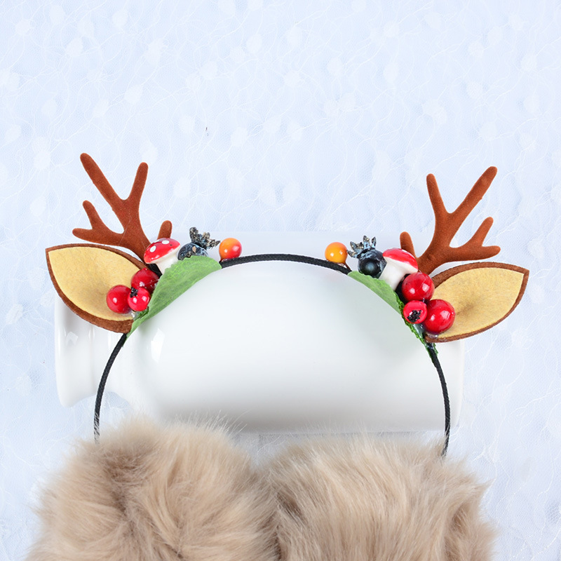 Christmas Winter Antlers Berry Earmuffs Cute Girl Warm Earmuffs Earmuff Autumn And Winter Ear Covers Stall Wholesale display picture 4