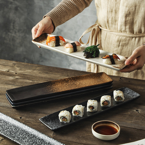 15-inch rectangular plate ceramic extra-long dish plate snack plate snack sashimi home sushi plate tableware