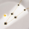 Waterproof necklace stainless steel, advanced lightening hair dye, jewelry, four-leaf clover, high-quality style