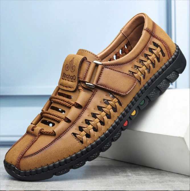 2023 новые мужские кожаные кроссовки с полыми отверстиями