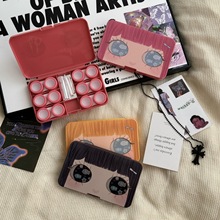 带镜子可爱女孩大容量隐形眼镜盒子伴侣护理盒美瞳盒as988六付装