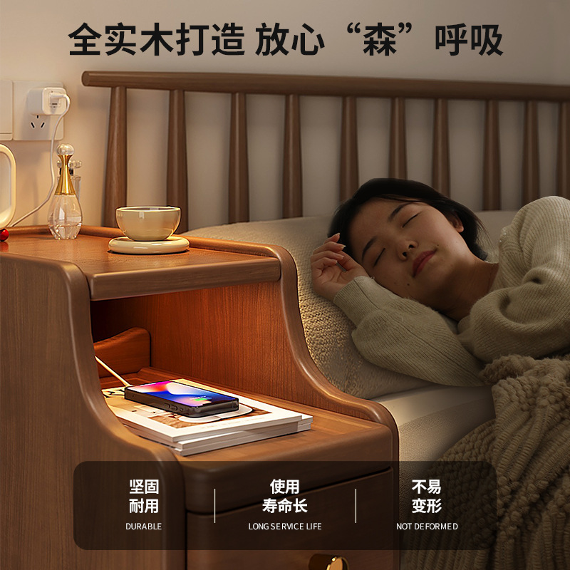 Mesa de cabezal de cama librería de madera maciza sala de estar armario de almacenamiento armario de almacenamiento armario de exposición doméstico estante de libros simple estante de almacenamiento del dormitorio