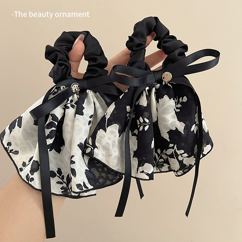 Retro floreciente correa arco intestino grueso anillo de cabello de cola de caballo femenina elegante correa de correa de correa de correa 2024 nuevo